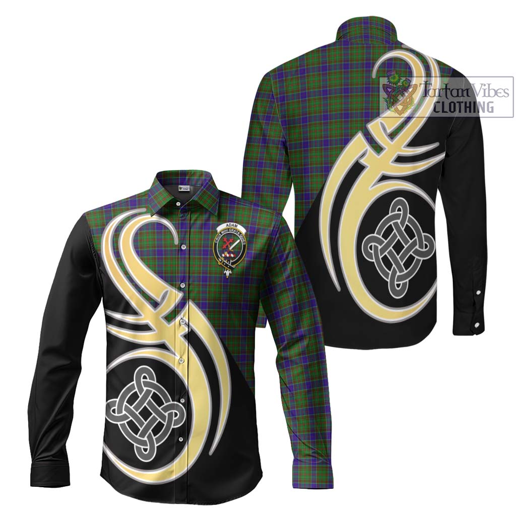 Adam Tartan Long Sleeve Button Shirt with Family Crest and Celtic Symbol Style Men's Shirt S - Tartan Vibes Clothing