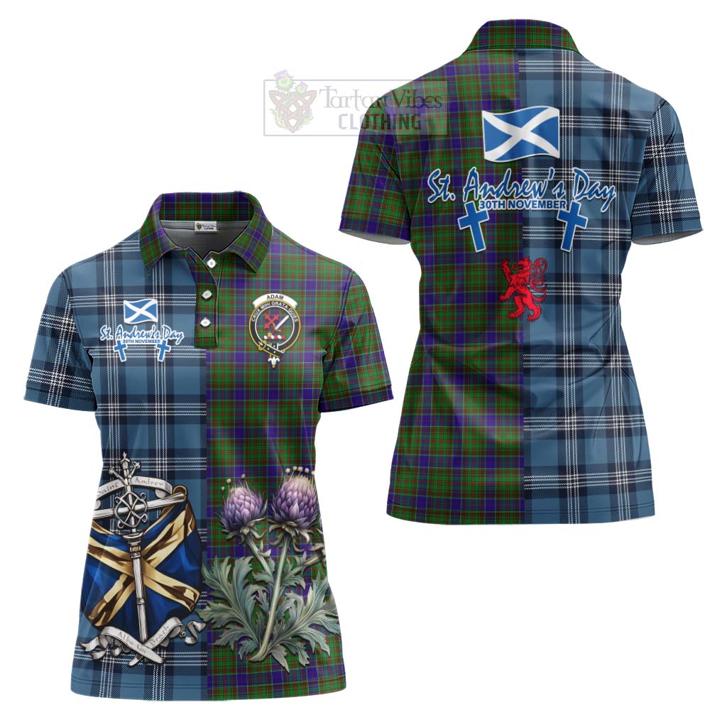 Tartan Vibes Clothing Adam Tartan Women's Polo Shirt Happy St. Andrew's Day Half Tartan Style