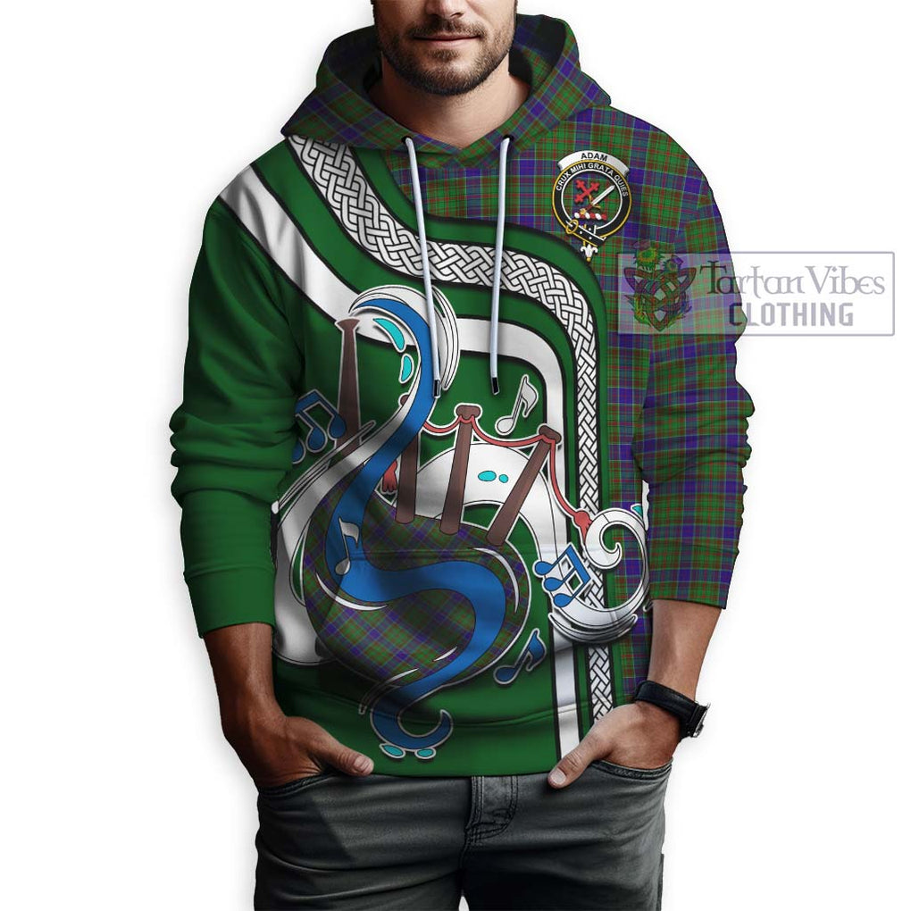 Adam Tartan Hoodie with Epic Bagpipe Style Zip Hoodie - Tartanvibesclothing Shop