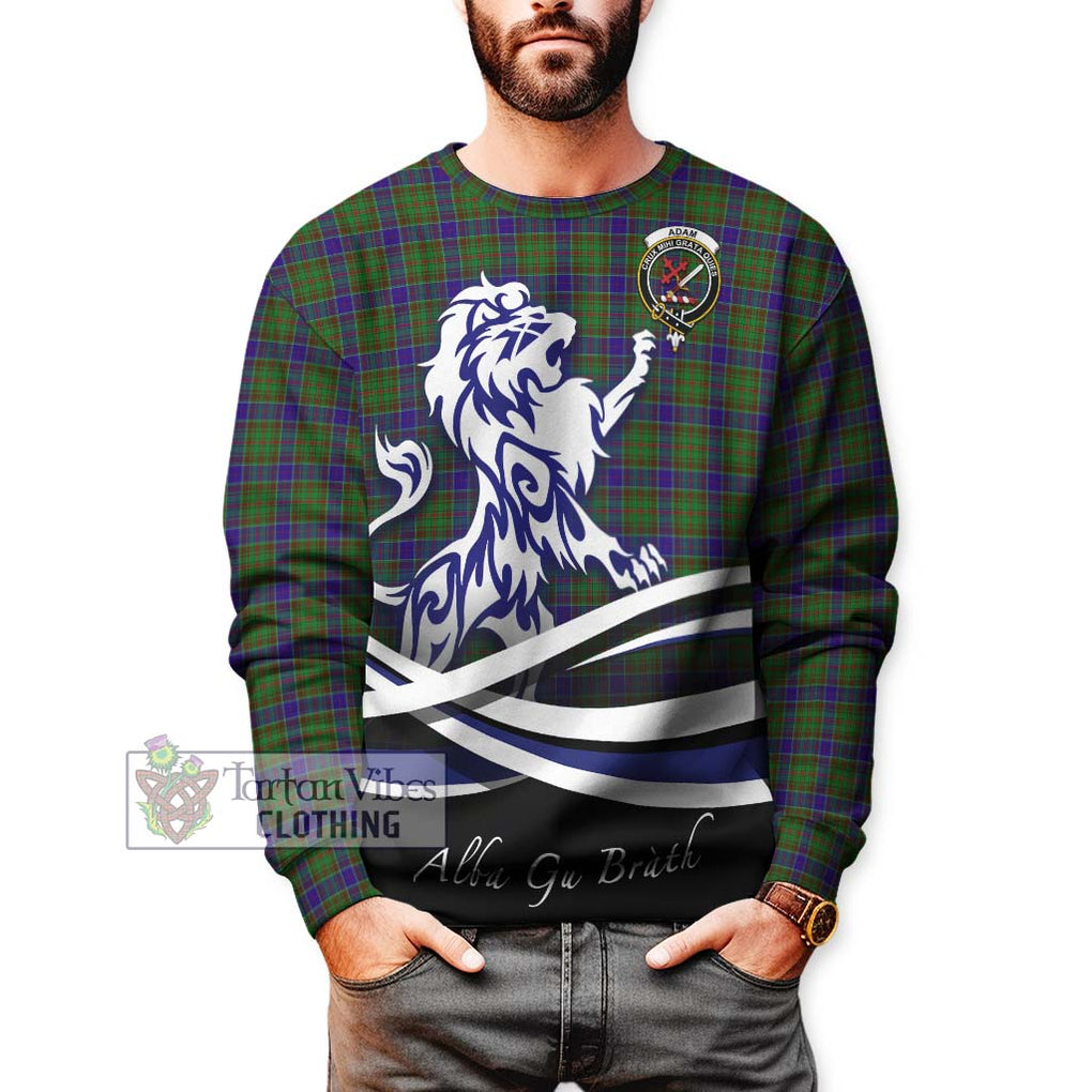 Adam Tartan Sweatshirt with Alba Gu Brath Regal Lion Emblem Unisex - Tartanvibesclothing Shop