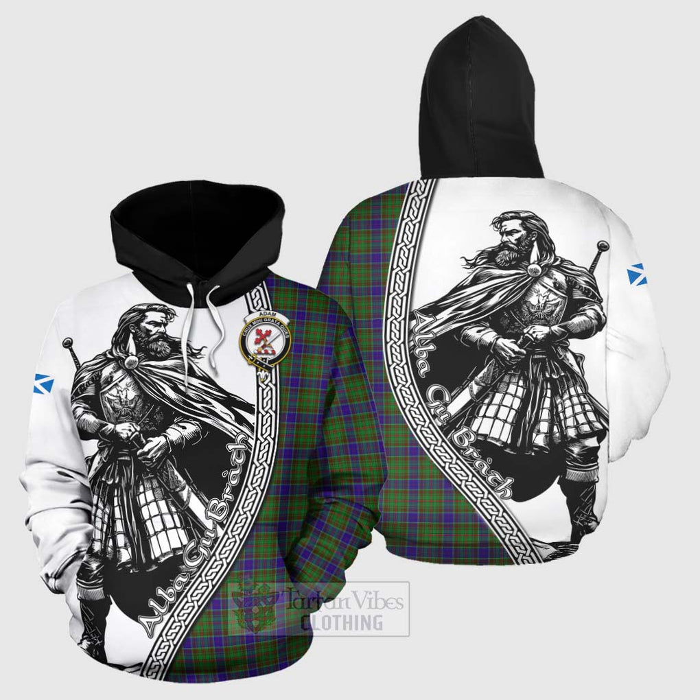 Tartan Vibes Clothing Adam Tartan Clan Crest Hoodie with Highlander Warrior Celtic Style