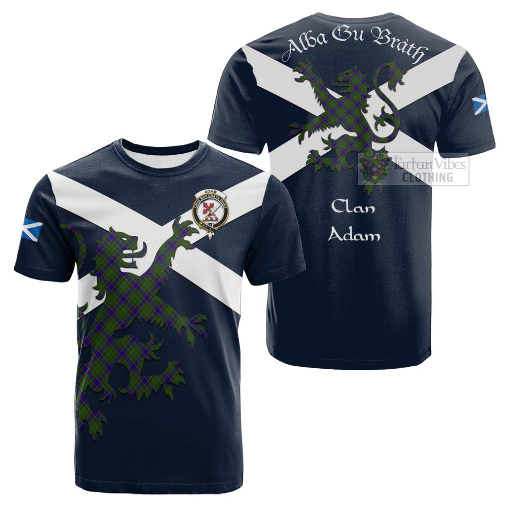 Tartan Vibes Clothing Adam Tartan Lion Rampant Cotton T-shirt – Proudly Display Your Heritage with Alba Gu Brath and Clan Name