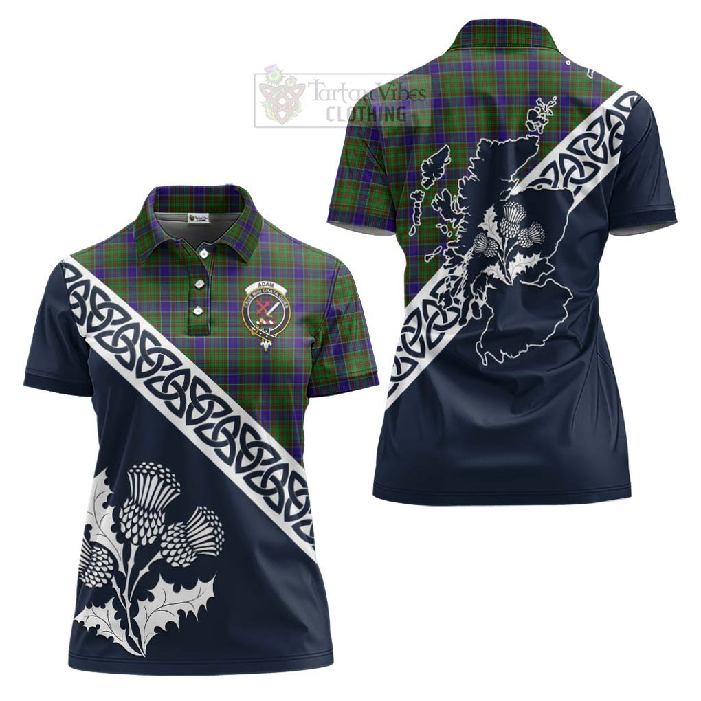 Tartan Vibes Clothing Adam Tartan Women's Polo Shirt Featuring Thistle and Scotland Map