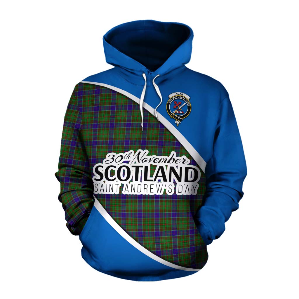 Tartan Vibes Clothing Adam Family Crest Tartan Cotton Hoodie Celebrate Saint Andrew's Day in Style