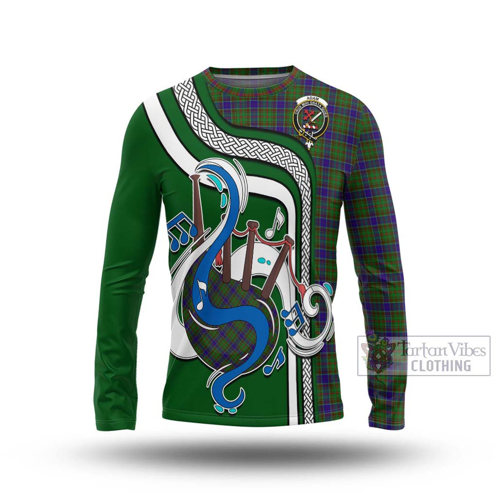 Tartan Vibes Clothing Adam Tartan Long Sleeve T-Shirt with Epic Bagpipe Style