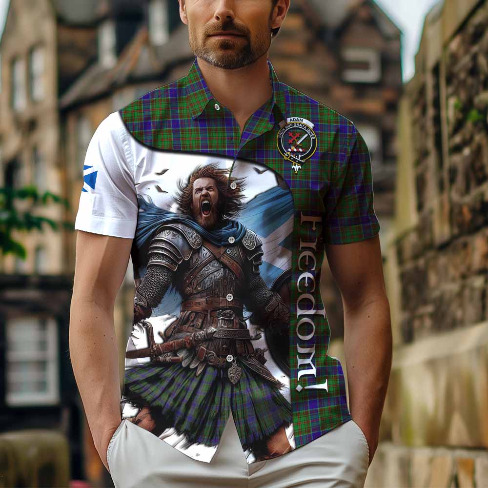 Tartan Vibes Clothing Adam Crest Tartan Short Sleeve Button Shirt Inspired by the Freedom of Scottish Warrior