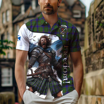 Adam Crest Tartan Short Sleeve Button Shirt Inspired by the Freedom of Scottish Warrior