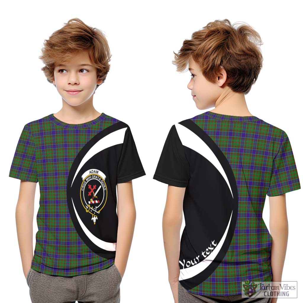 Adam Tartan Kid T-Shirt with Family Crest Circle Style Youth XL Size14 - Tartan Vibes Clothing