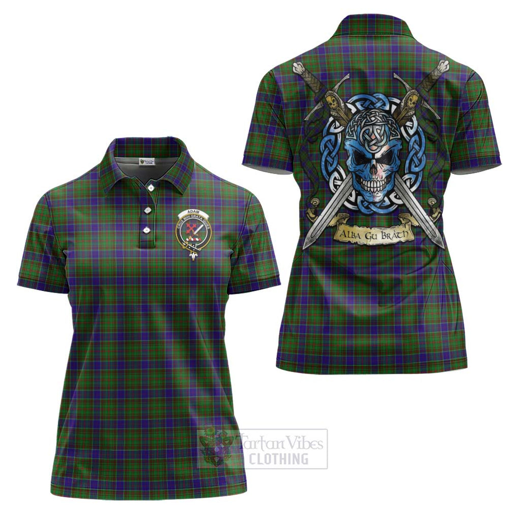 Tartan Vibes Clothing Adam Tartan Women's Polo Shirt with Family Crest Celtic Skull Style