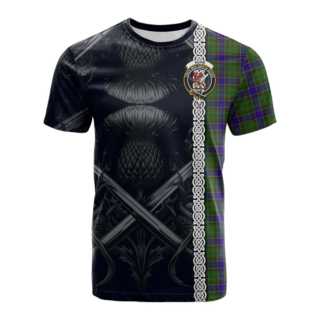 Tartan Vibes Clothing Adam Tartan Cotton T-shirt with Family Crest Cross Sword Thistle Celtic Vibes