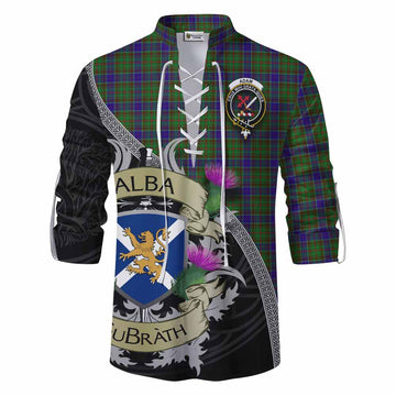 Adam Tartan Family Crest Ghillie Kilt Shirt Lion Rampant Royal Thistle Shield Celtic Inspired Men - Tartan Vibes Clothing