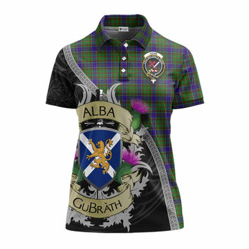 Adam Tartan Family Crest Women's Polo Shirt Lion Rampant Royal Thistle Shield Celtic Inspired Women - Tartan Vibes Clothing