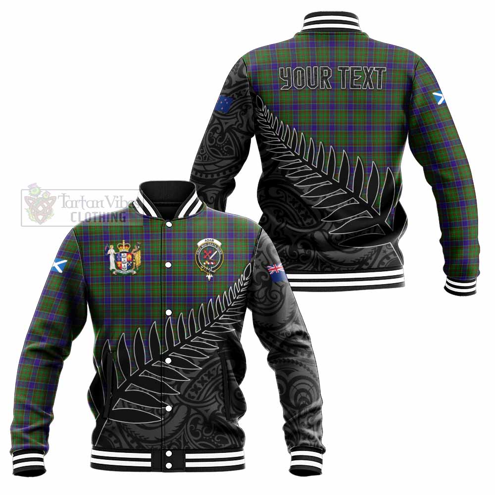 Tartan Vibes Clothing Adam Crest Tartan Baseball Jacket with New Zealand Silver Fern Half Style