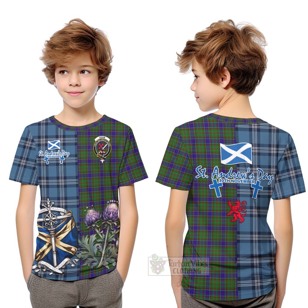 Tartan Vibes Clothing Adam Tartan Kid T-Shirt Happy St. Andrew's Day Half Tartan Style