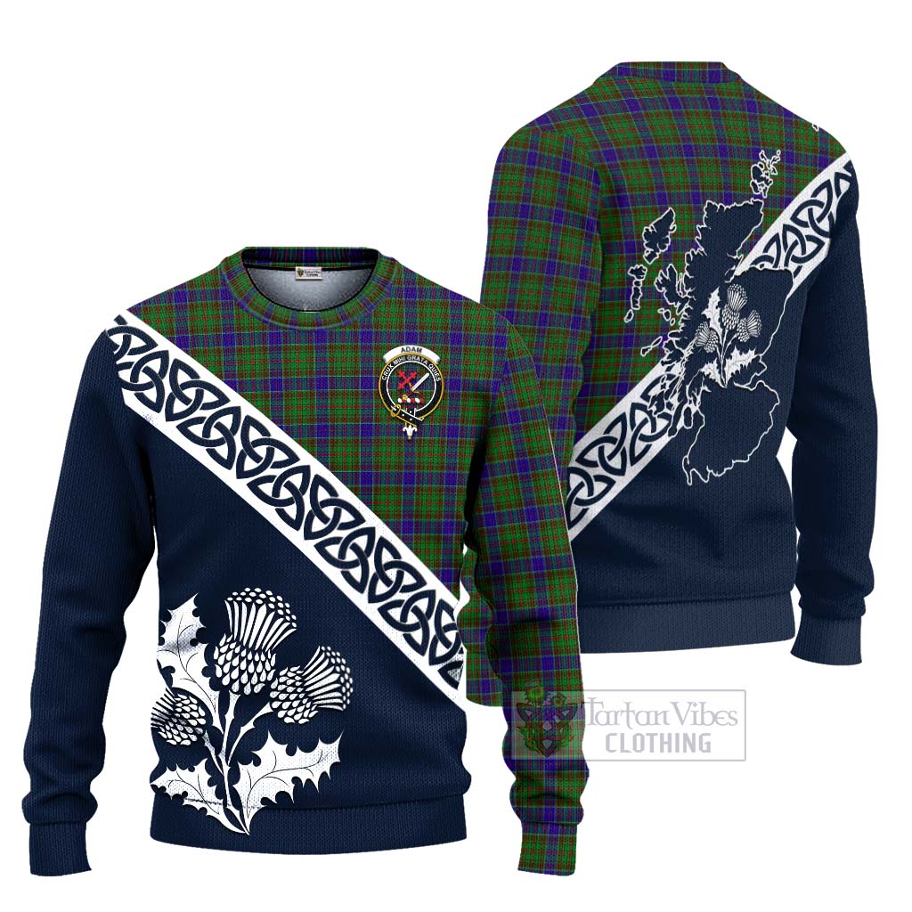 Tartan Vibes Clothing Adam Tartan Knitted Sweater Featuring Thistle and Scotland Map