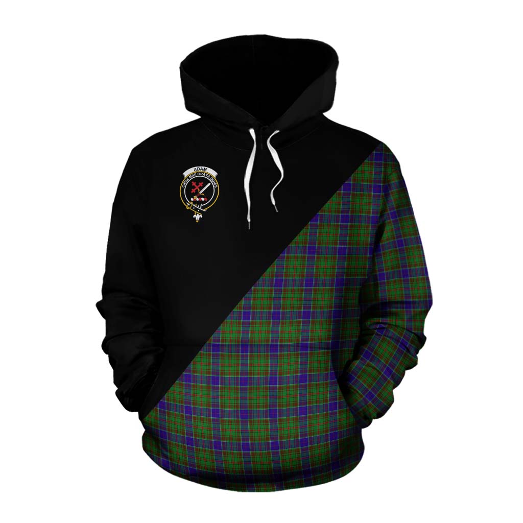 Tartan Vibes Clothing Adam Tartan Cotton Hoodie with Family Crest and Military Logo Style