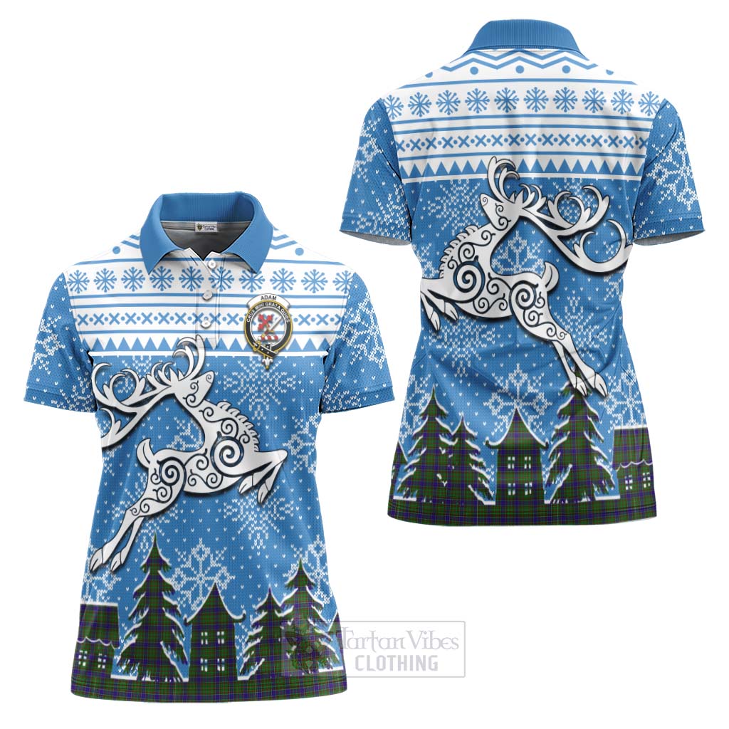 Tartan Vibes Clothing Adam Clan Christmas Women's Polo Shirt Celtic Reindeer Style