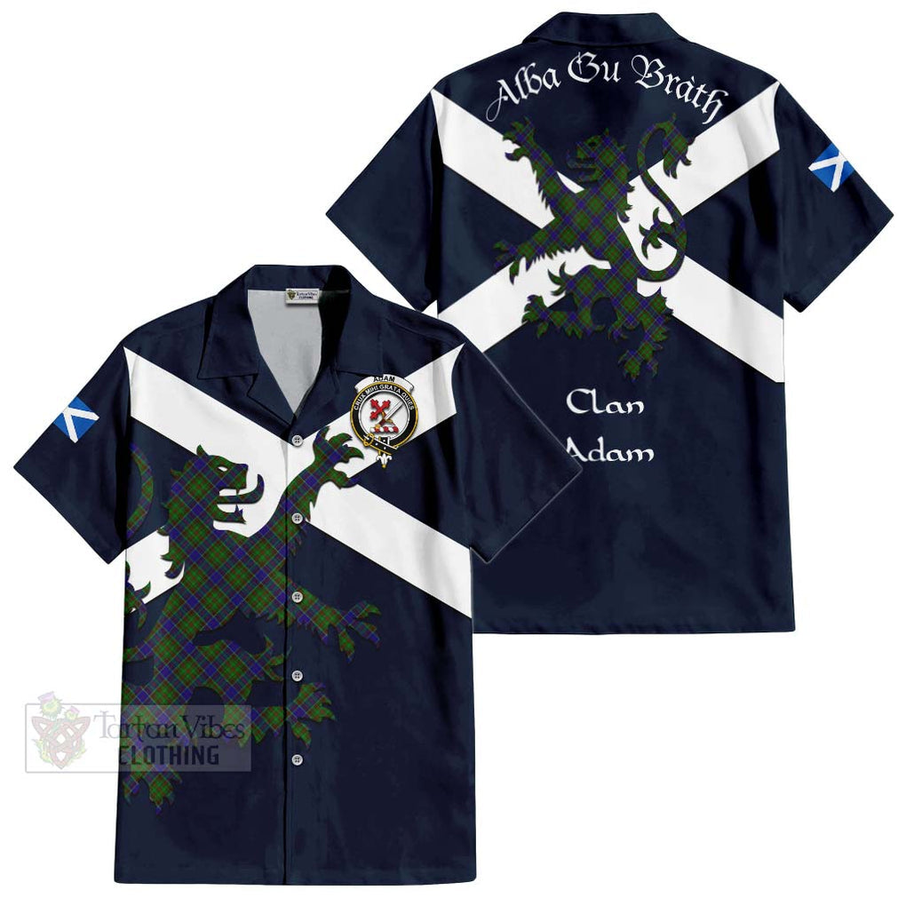 Tartan Vibes Clothing Adam Tartan Lion Rampant Short Sleeve Button Shirt – Proudly Display Your Heritage with Alba Gu Brath and Clan Name