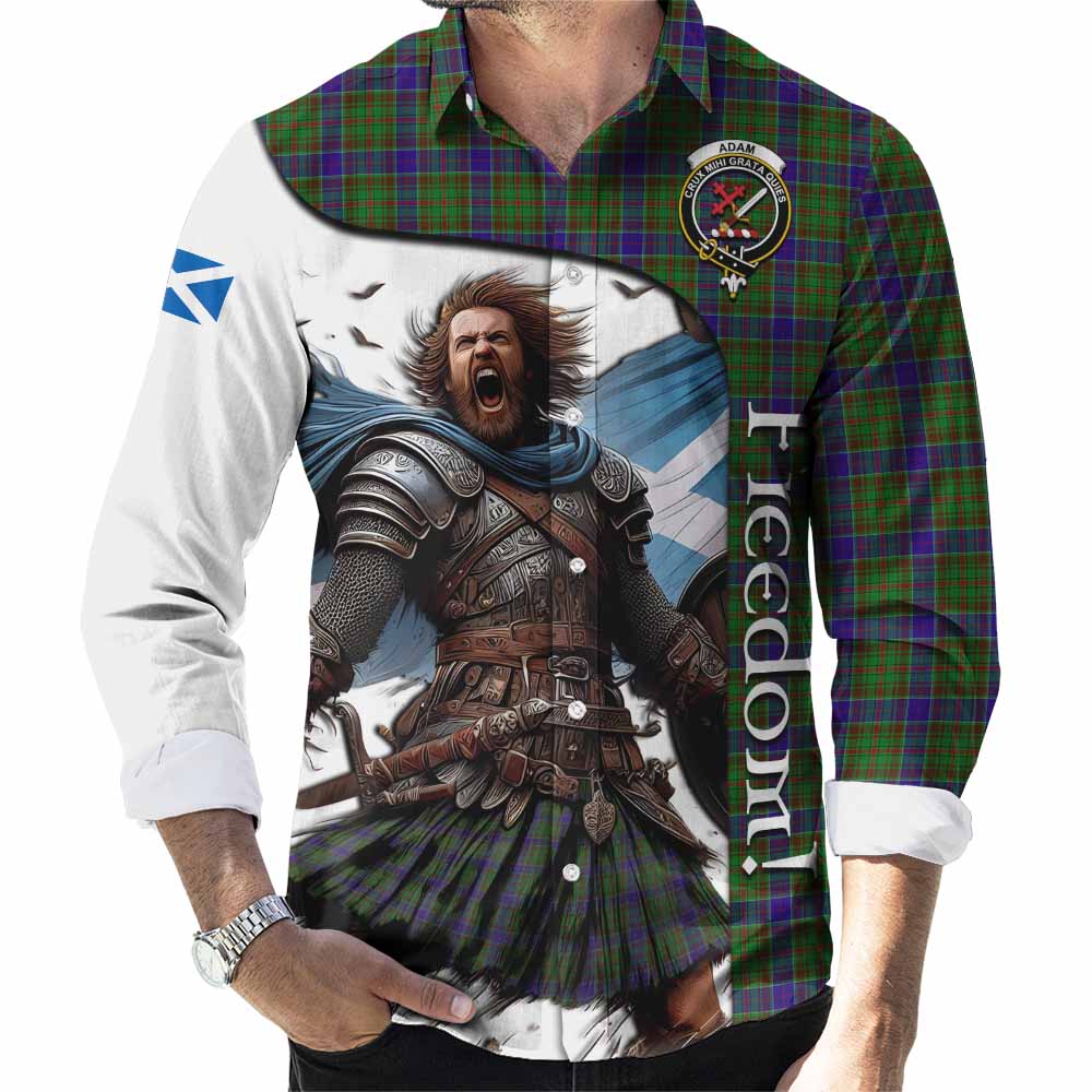 Tartan Vibes Clothing Adam Crest Tartan Long Sleeve Button Shirt Inspired by the Freedom of Scottish Warrior