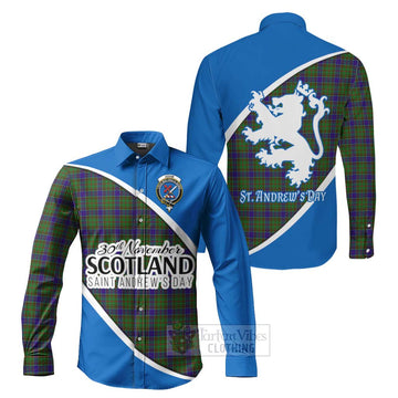 Adam Family Crest Tartan Long Sleeve Button Shirt Celebrate Saint Andrew's Day in Style