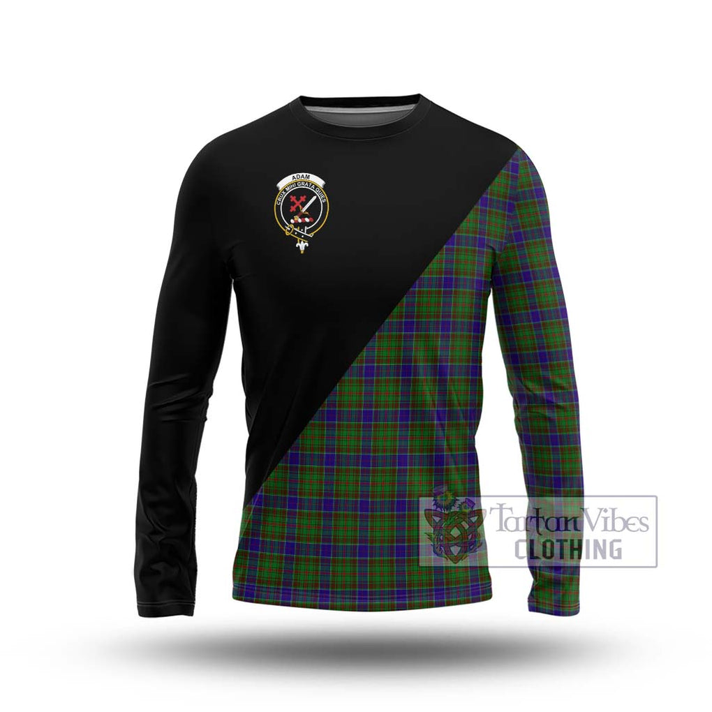 Adam Tartan Long Sleeve T-Shirt with Family Crest and Military Logo Style Unisex - Tartanvibesclothing Shop