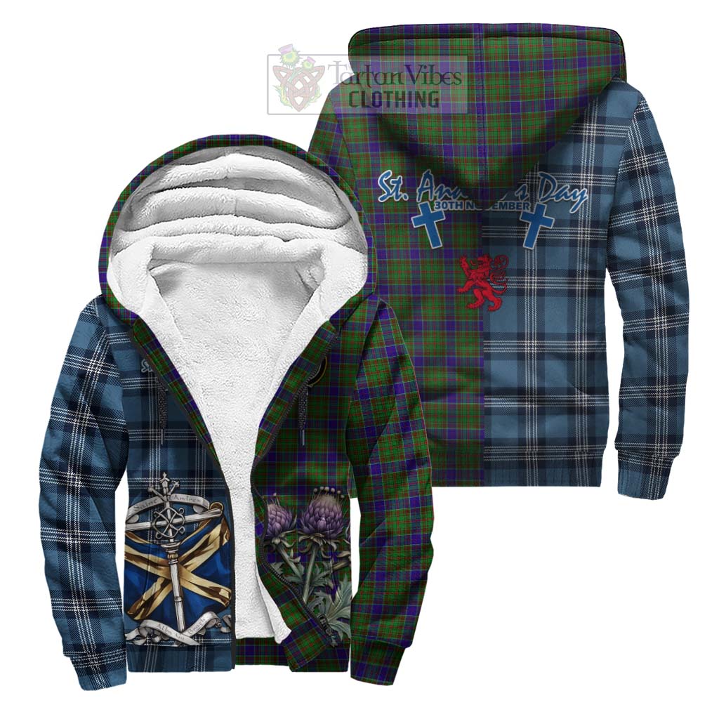 Tartan Vibes Clothing Adam Tartan Sherpa Hoodie Happy St. Andrew's Day Half Tartan Style