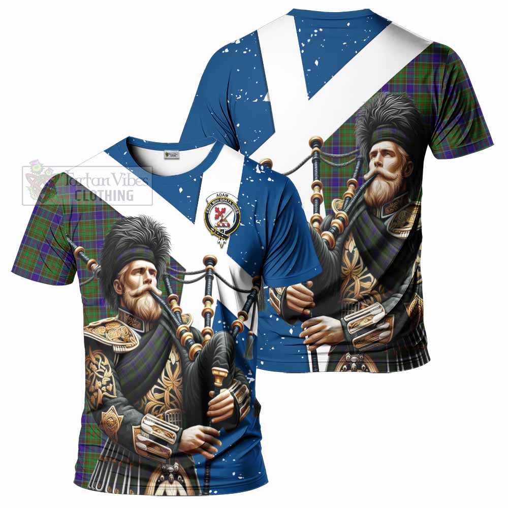 Tartan Vibes Clothing Adam Tartan T-Shirt with Family Crest Scottish Bagpiper Vibes