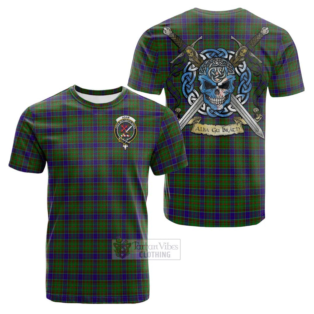 Tartan Vibes Clothing Adam Tartan Cotton T-shirt with Family Crest Celtic Skull Style