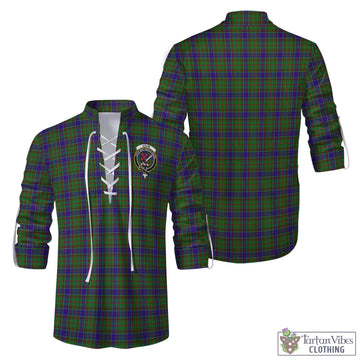 Adam Tartan Men's Scottish Traditional Jacobite Ghillie Kilt Shirt with Family Crest