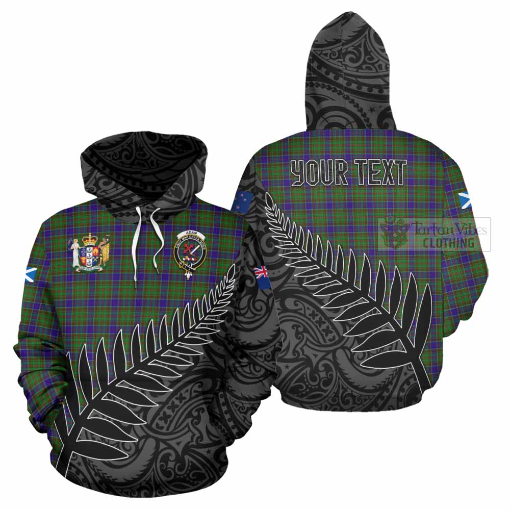 Tartan Vibes Clothing Adam Crest Tartan Hoodie with New Zealand Silver Fern Half Style