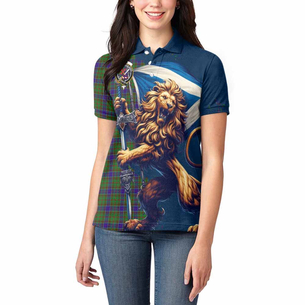 Tartan Vibes Clothing Adam Tartan Family Crest Women's Polo Shirt with Scottish Majestic Lion