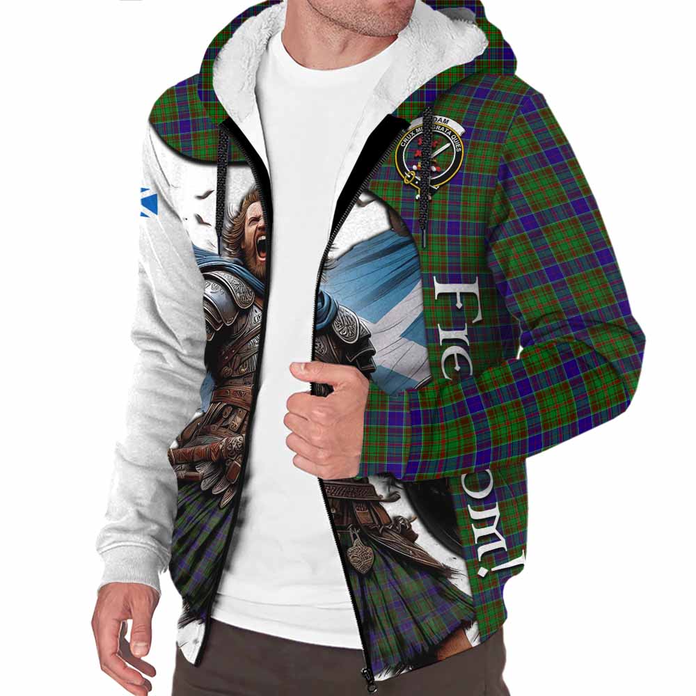 Tartan Vibes Clothing Adam Crest Tartan Sherpa Hoodie Inspired by the Freedom of Scottish Warrior