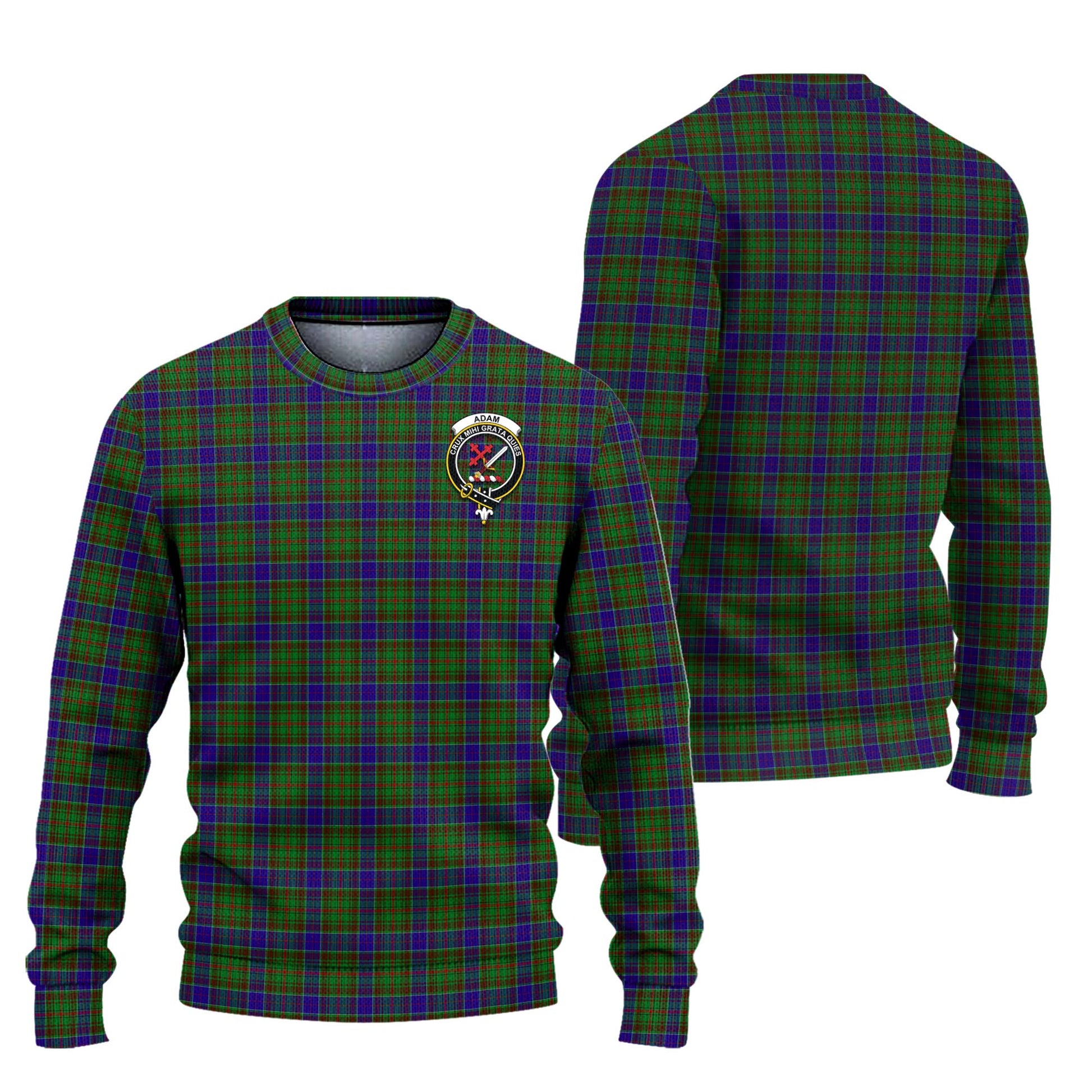 Adam Tartan Knitted Sweater with Family Crest Unisex - Tartanvibesclothing