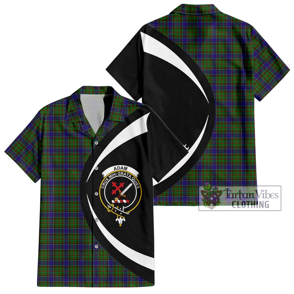 Adam Tartan Short Sleeve Button Up with Family Crest Circle Style Kid - Tartan Vibes Clothing