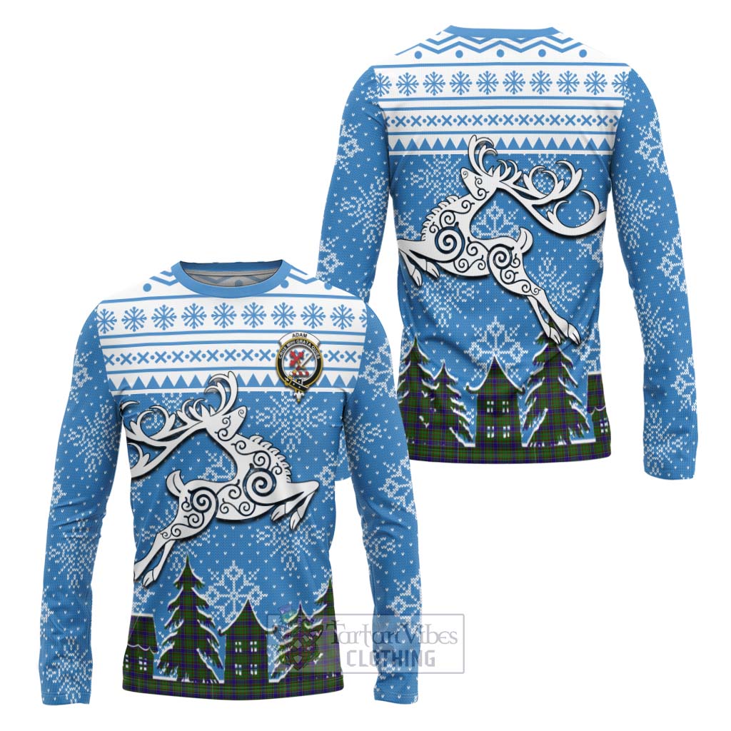 Tartan Vibes Clothing Adam Clan Christmas Long Sleeve T-Shirt Celtic Reindeer Style