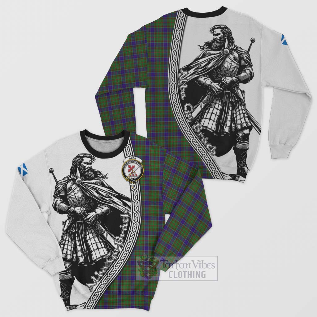 Tartan Vibes Clothing Adam Tartan Clan Crest Sweatshirt with Highlander Warrior Celtic Style