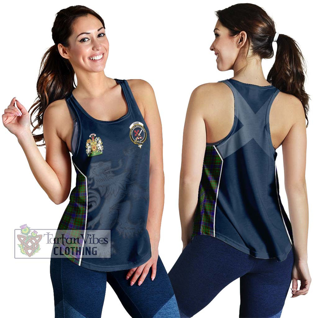 Adam Tartan Women's Racerback Tanks with Family Crest and Lion Rampant Vibes Sport Style 4XL - Tartan Vibes Clothing