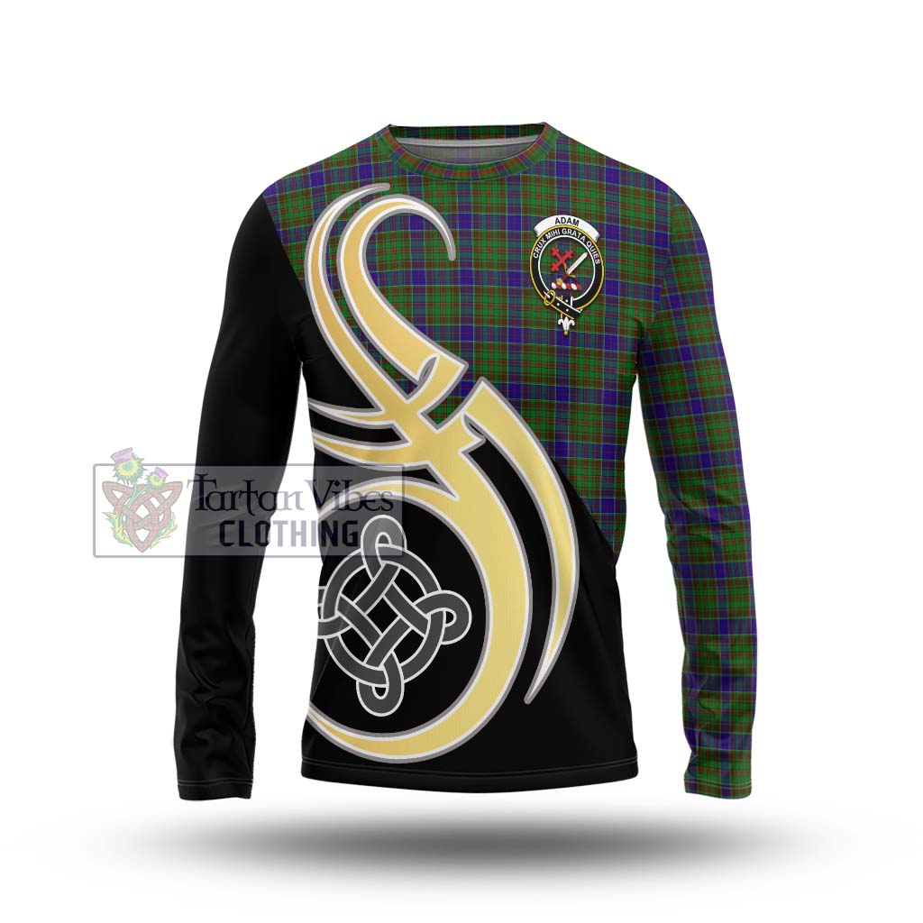 Adam Tartan Long Sleeve T-Shirt with Family Crest and Celtic Symbol Style Unisex - Tartan Vibes Clothing