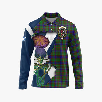 Adam Tartan Family Crest Long Sleeve Polo Shirt Scottish Thistle Celtic Inspired Unisex - Tartan Vibes Clothing