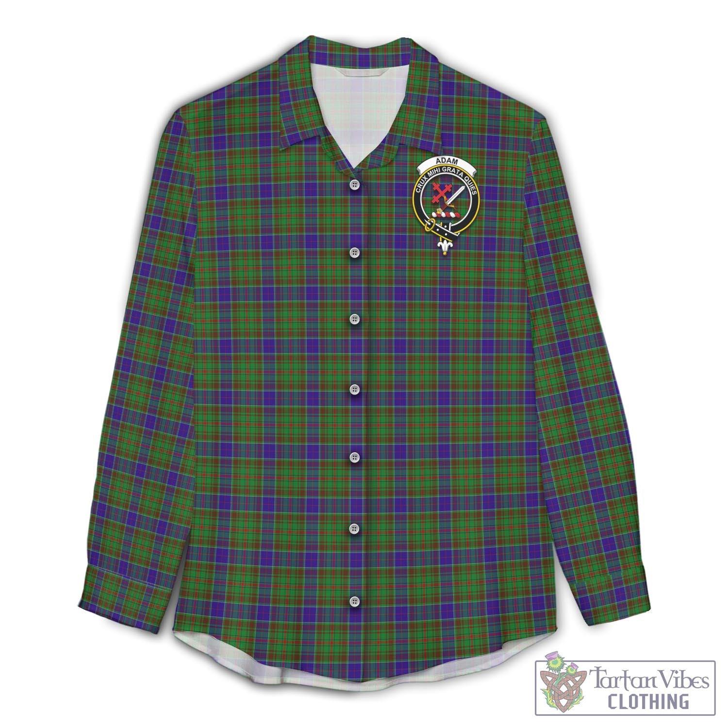 Tartan Vibes Clothing Adam Tartan Womens Casual Shirt with Family Crest