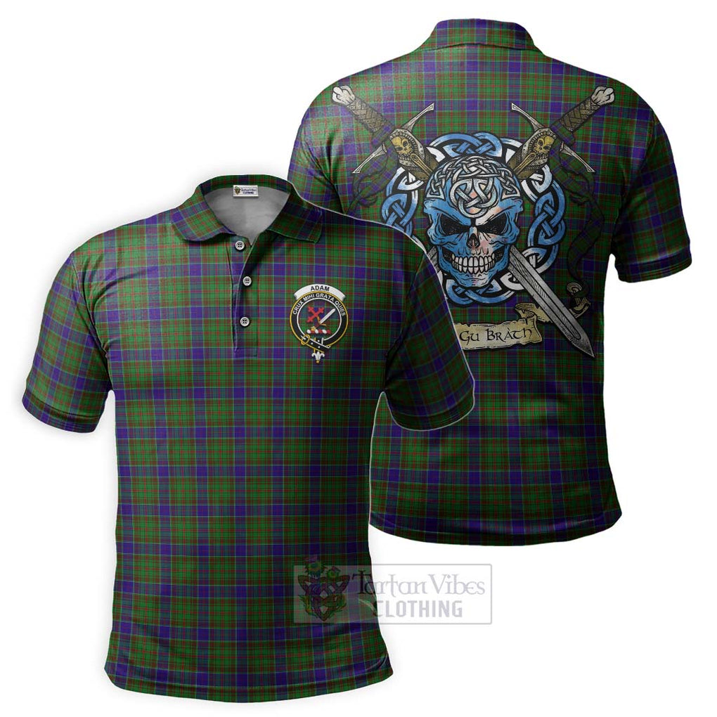 Tartan Vibes Clothing Adam Tartan Polo Shirt with Family Crest Celtic Skull Style