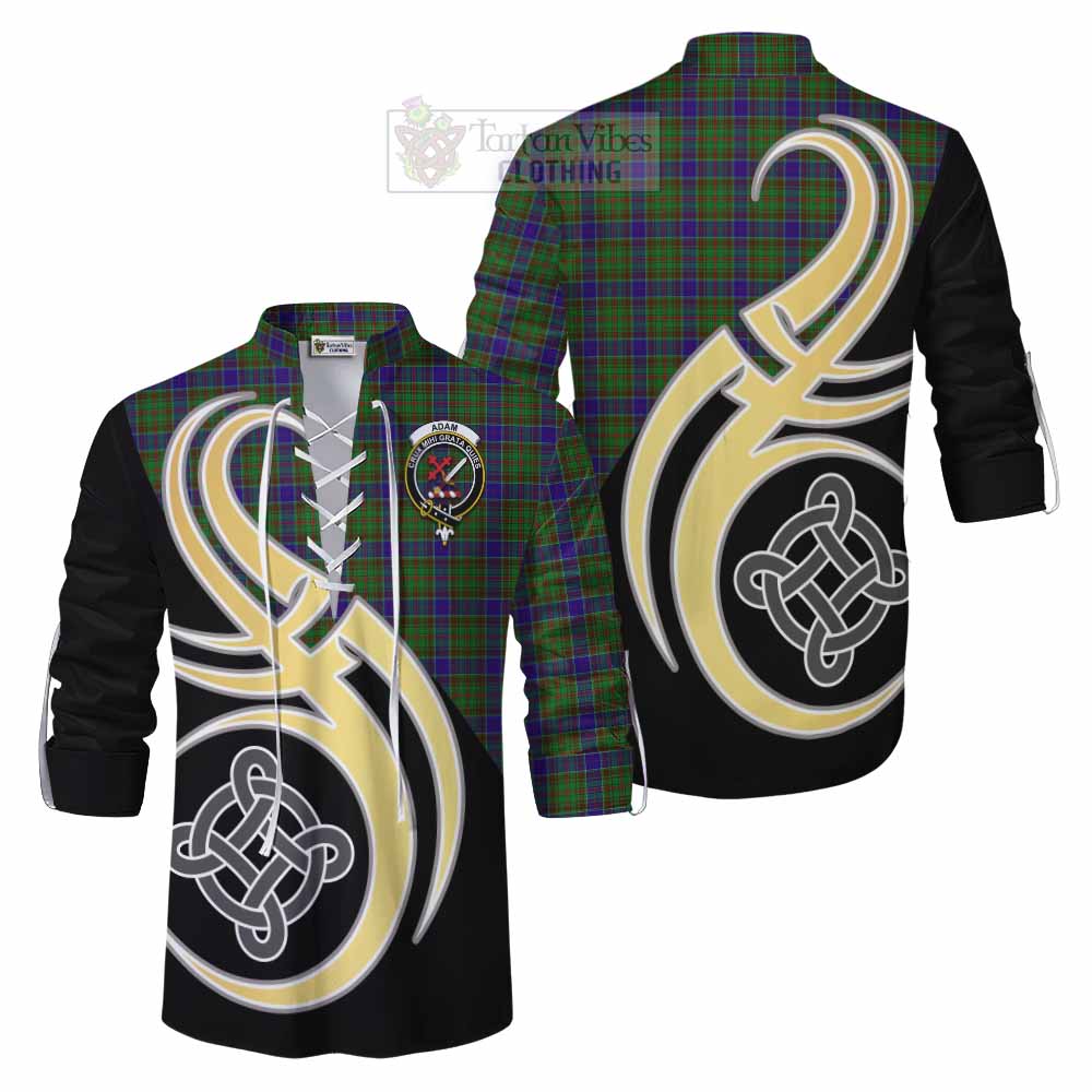 Tartan Vibes Clothing Adam Tartan Ghillie Kilt Shirt with Family Crest and Celtic Symbol Style