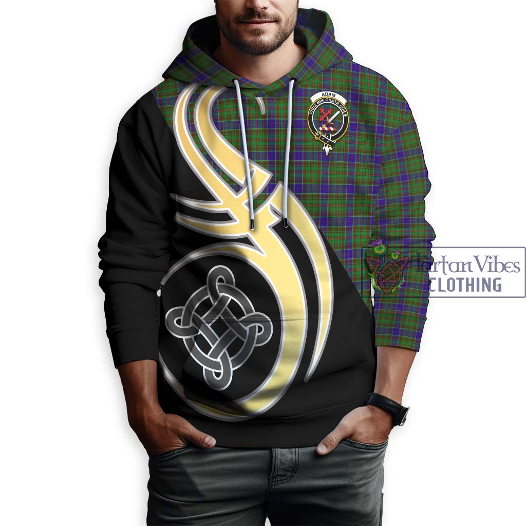 Adam Tartan Hoodie with Family Crest and Celtic Symbol Style Zip Hoodie - Tartan Vibes Clothing