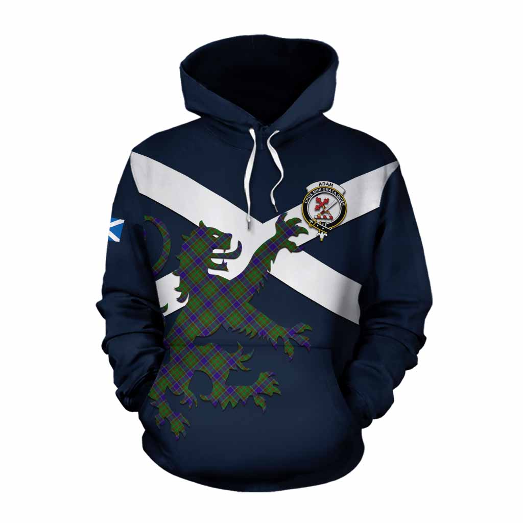 Tartan Vibes Clothing Adam Tartan Lion Rampant Cotton Hoodie Proudly Display Your Heritage with Alba Gu Brath and Clan Name