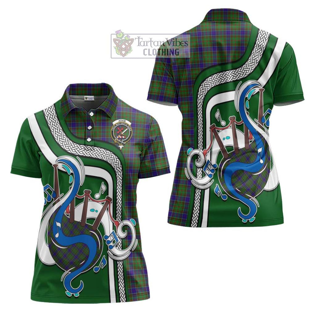 Adam Tartan Women's Polo Shirt with Epic Bagpipe Style Women - Tartanvibesclothing Shop