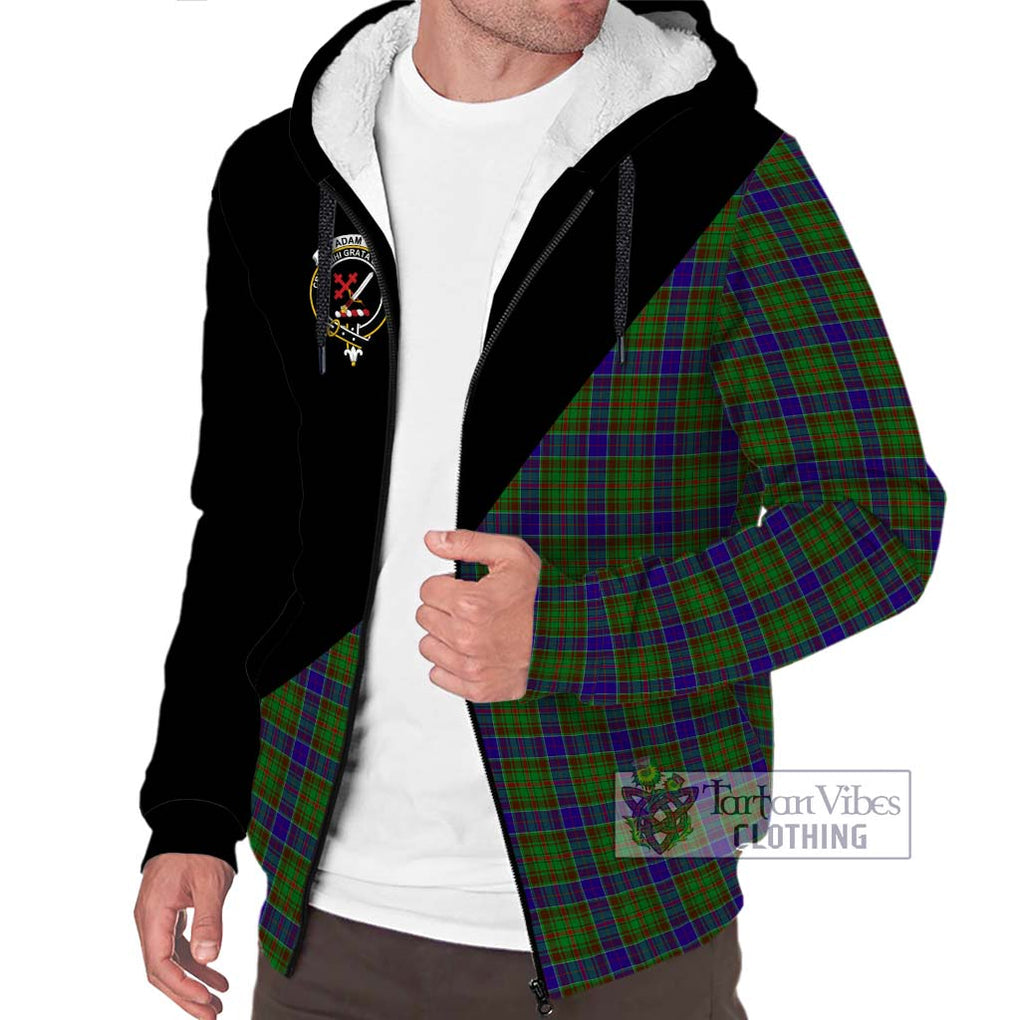 Adam Tartan Sherpa Hoodie with Family Crest and Military Logo Style Unisex S - Tartanvibesclothing Shop