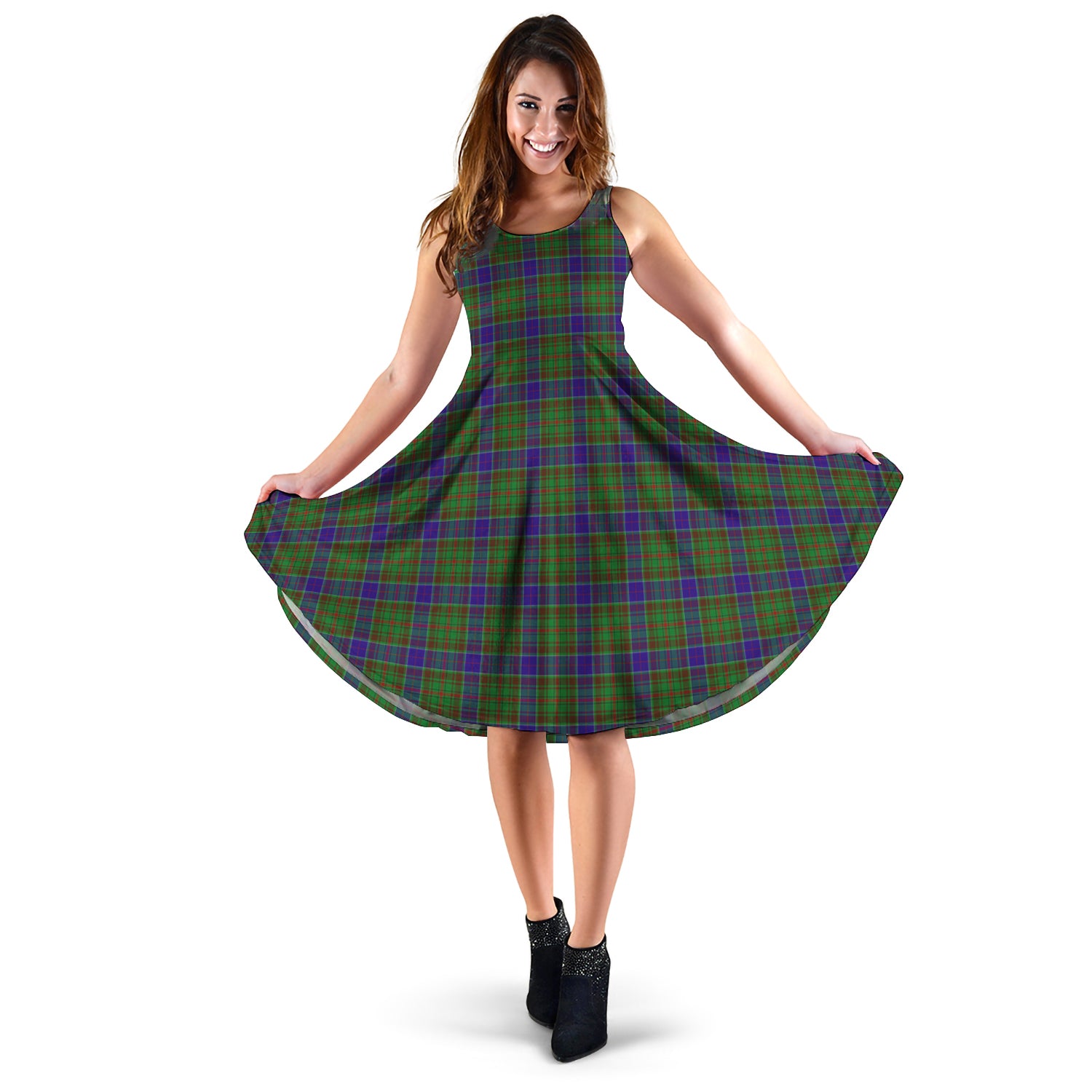 Adam Tartan Sleeveless Midi Womens Dress - Tartanvibesclothing