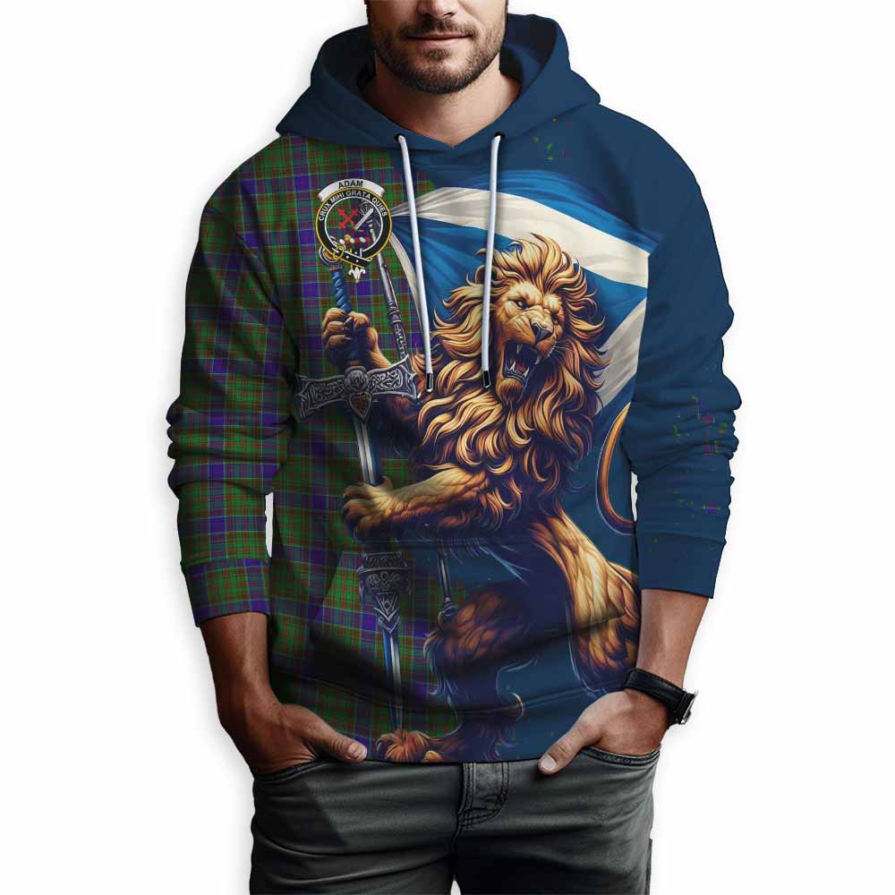 Adam Tartan Family Crest Hoodie with Scottish Majestic Lion