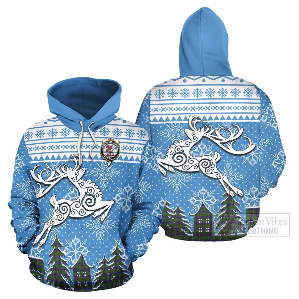 Tartan Vibes Clothing Adam Clan Christmas Hoodie Celtic Reindeer Style