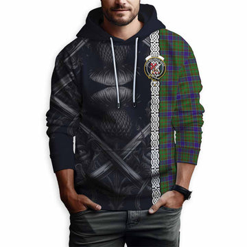 Adam Tartan Hoodie with Family Crest Cross Sword Thistle Celtic Vibes